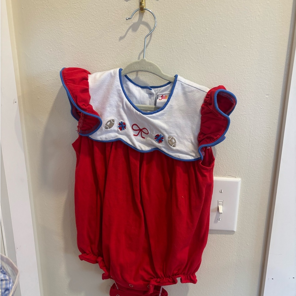 Toddler Girl Red Football Bubble JellyBean
